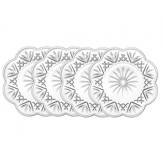 Dublin Set/4 Canape Plates: Non Leaded Crystal