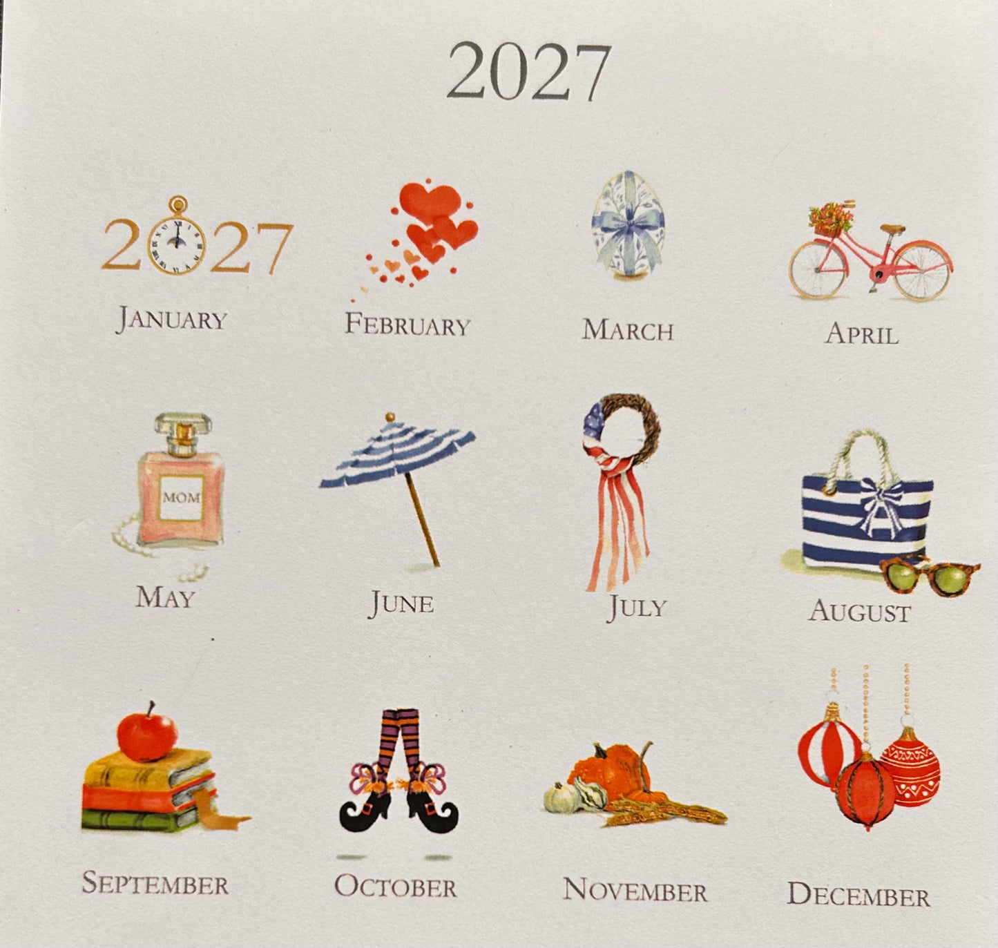 Glittered Desk Calendar 2027 with Easel