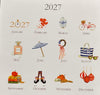 Glittered Desk Calendar 2027 with Easel