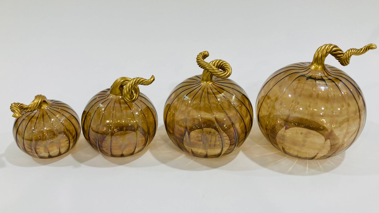 Mini Blown Glass Pumpkin, Cinnamon