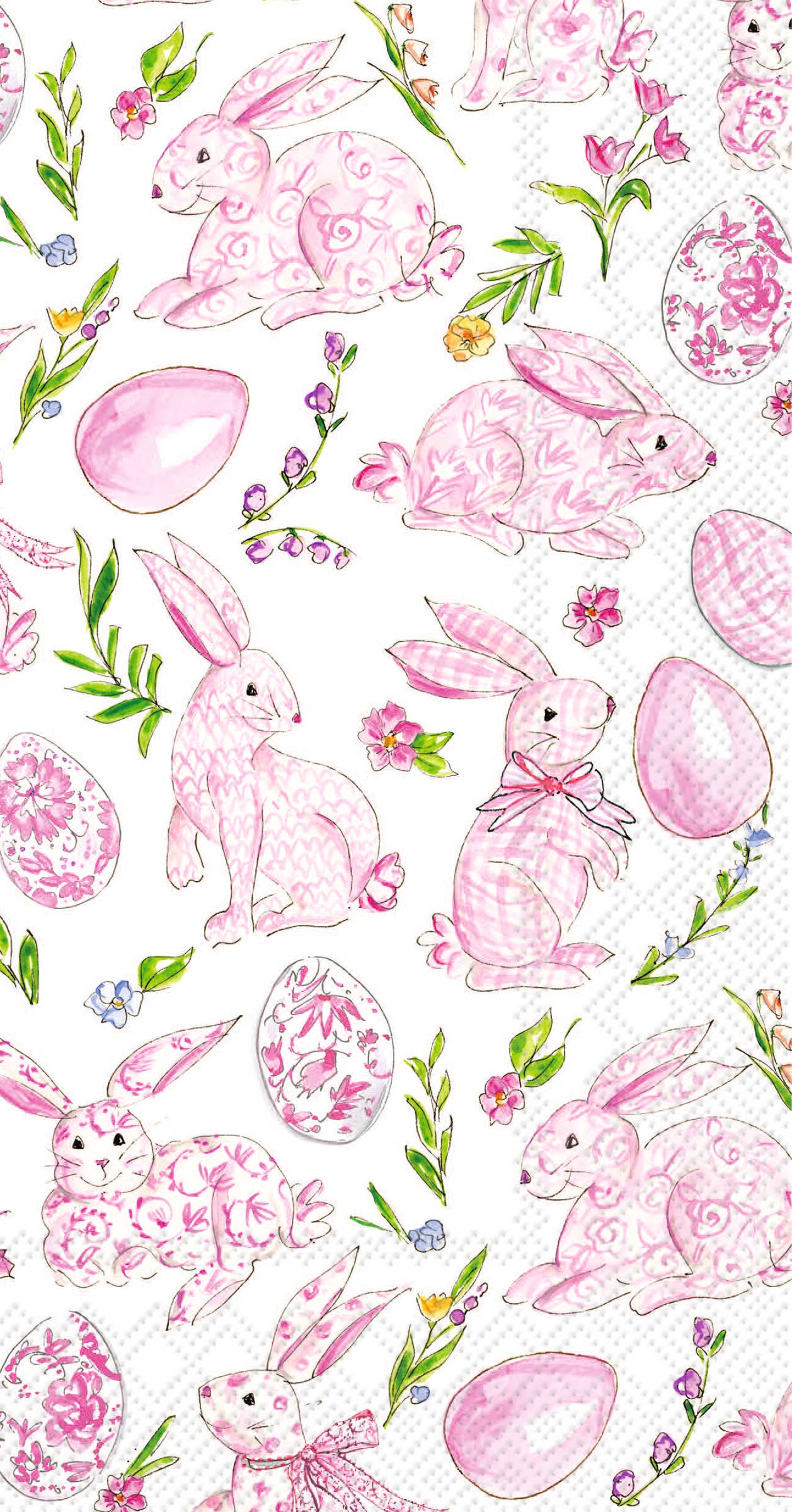 Paper Guest Towels Pink Bunny - Floral - Thumbnail 2