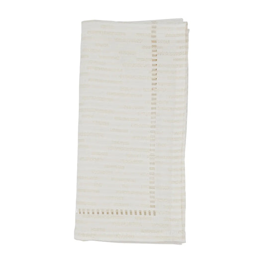 Hemstitched Design Napkin 20", Ivory, Set of 4