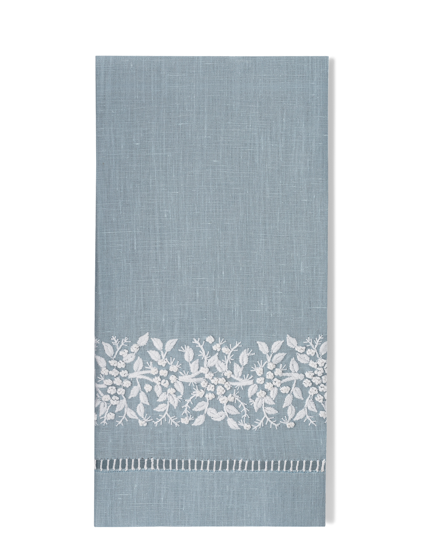 Jardin Linen Hand Towel: White on Taupe