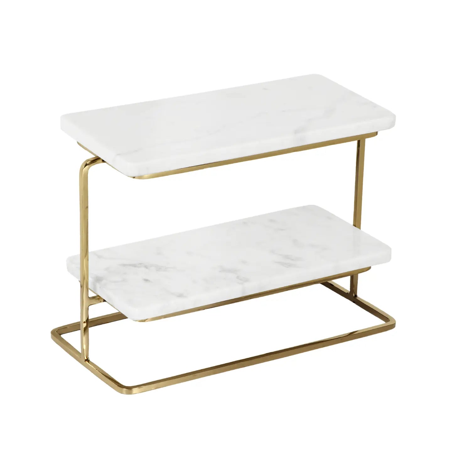 White Marble 2-Tier Stand