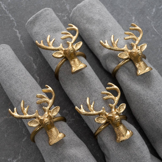 Gold Deer Napkin Rings, Set of 4