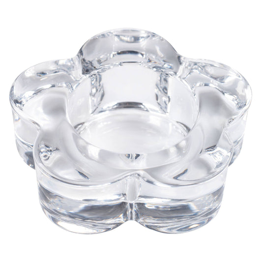 Glass Flower Tealight Holder: Clear