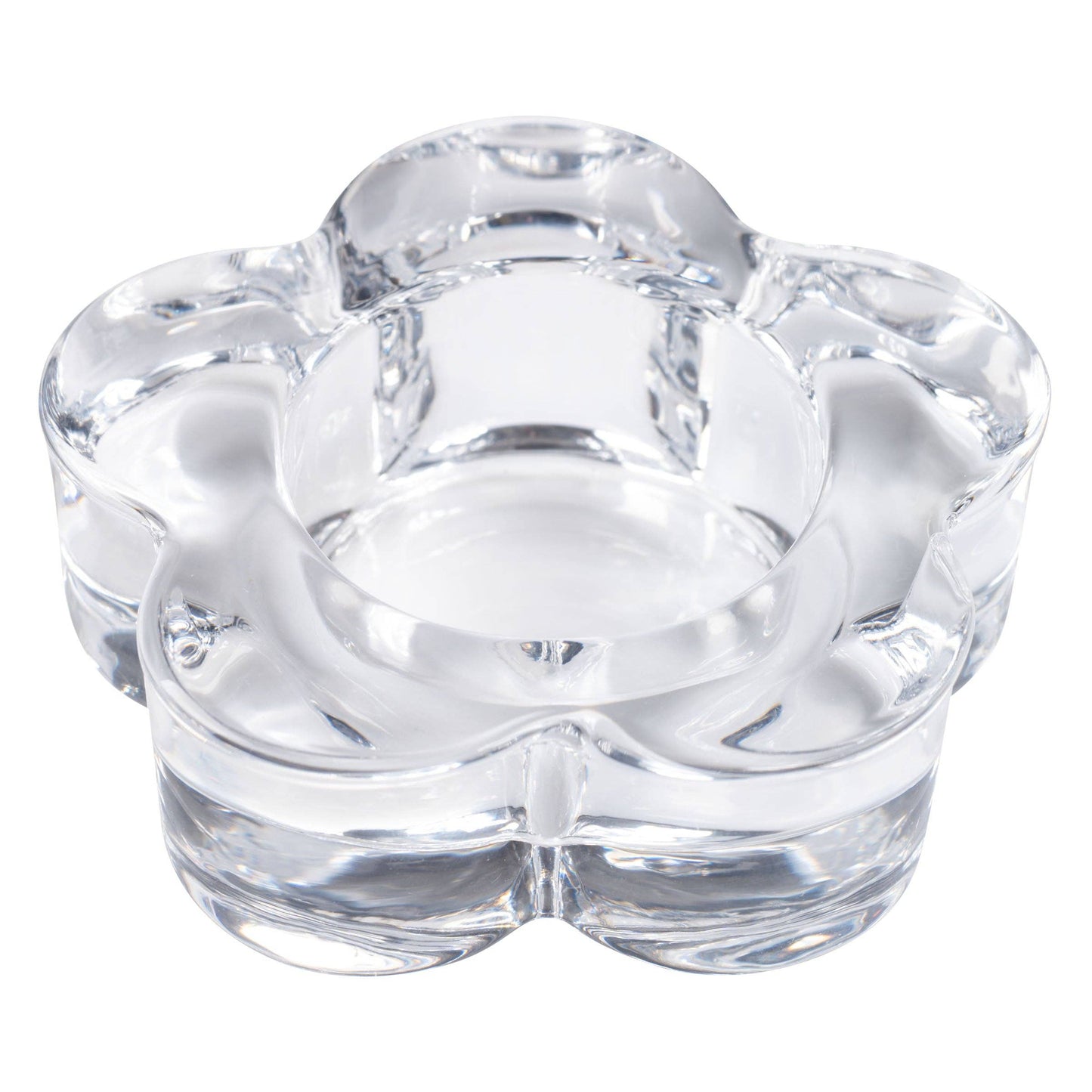 Glass Flower Tealight Holder: Clear
