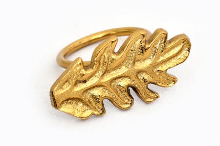 Golden Oak Leaf Napkin Ring, Set of 4