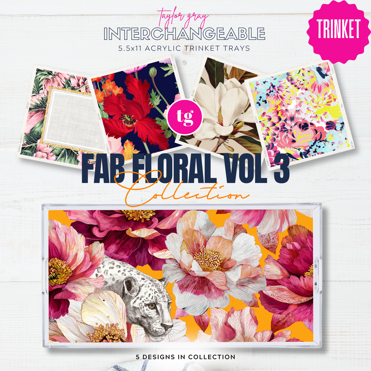 5.5x11 FAB FLORAL VOL 3 trinket tray insert S/5