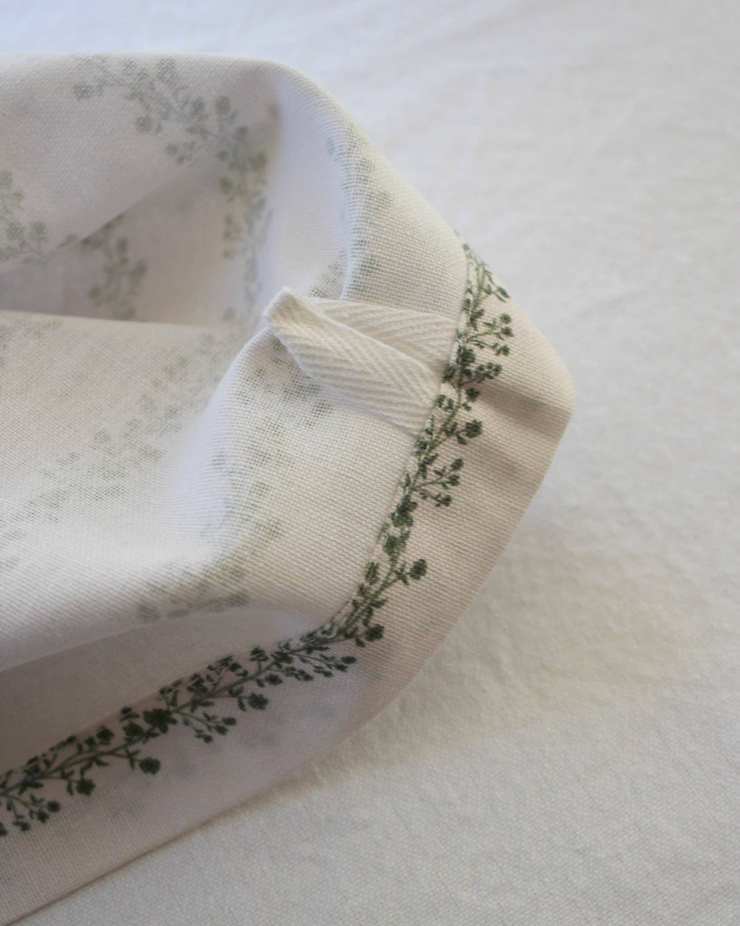 Begonia Stripe Fern Green Cotton Tea Towel