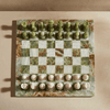 Marble & Onyx Chess Set w/ Velvet Storage Case