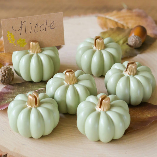 Sage Green Pumpkin Place Card Holder (Set of 6)