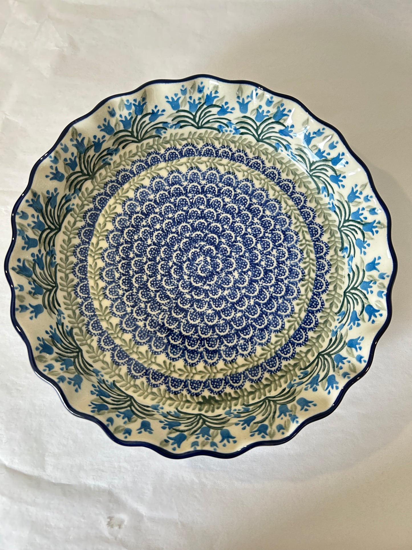 Polish Pottery Fluted Pie Dish