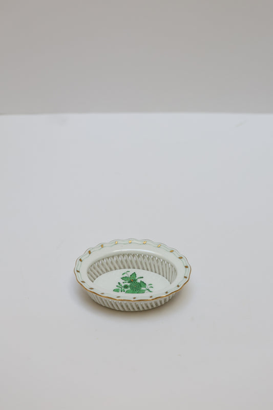 Reticulated Oval Bowl Chinese Bouquet Green