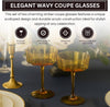 Flower Wave Coupe Glass | S/2 | Amber