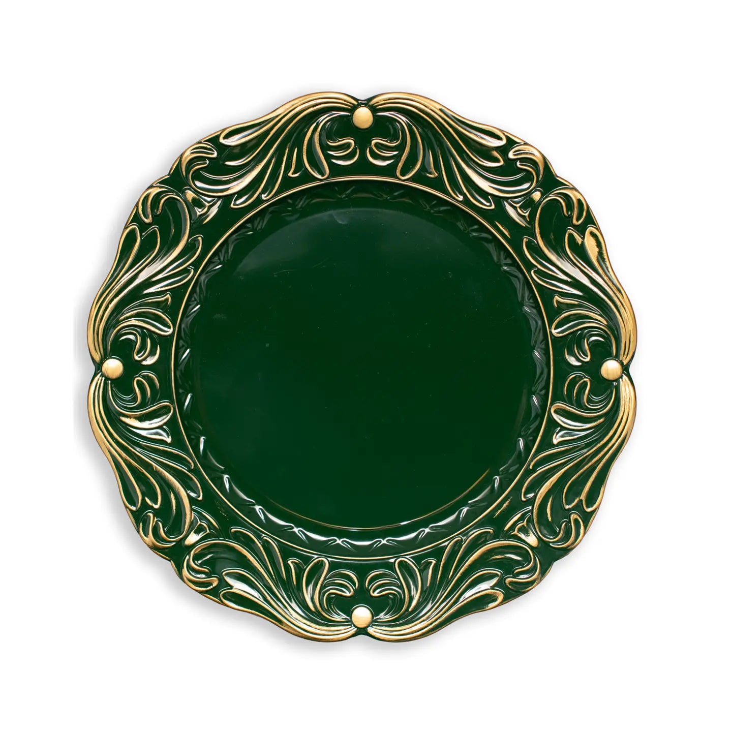 Via del Corso Green/Gold Charger 13"