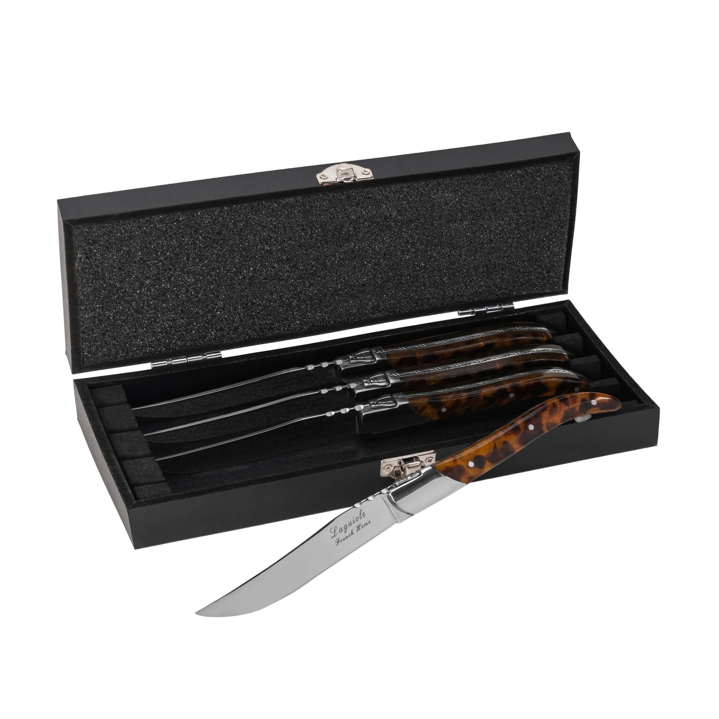 Tortoise Shell 4-Piece Laguiole Steak Knife Set