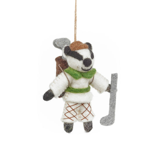 Golfing Badger Felt Ornament