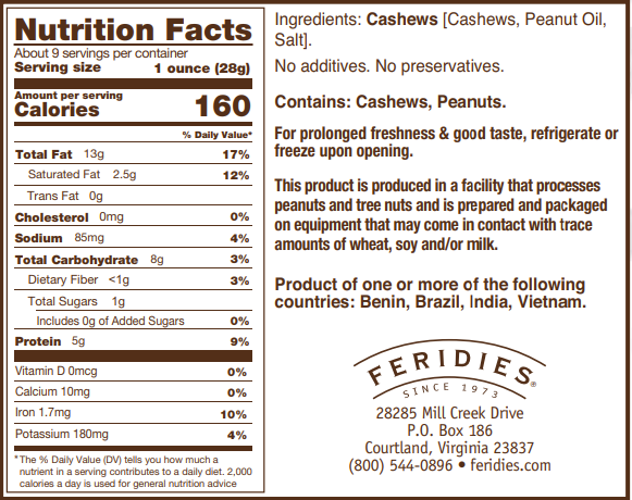 9 oz Salted Cashews