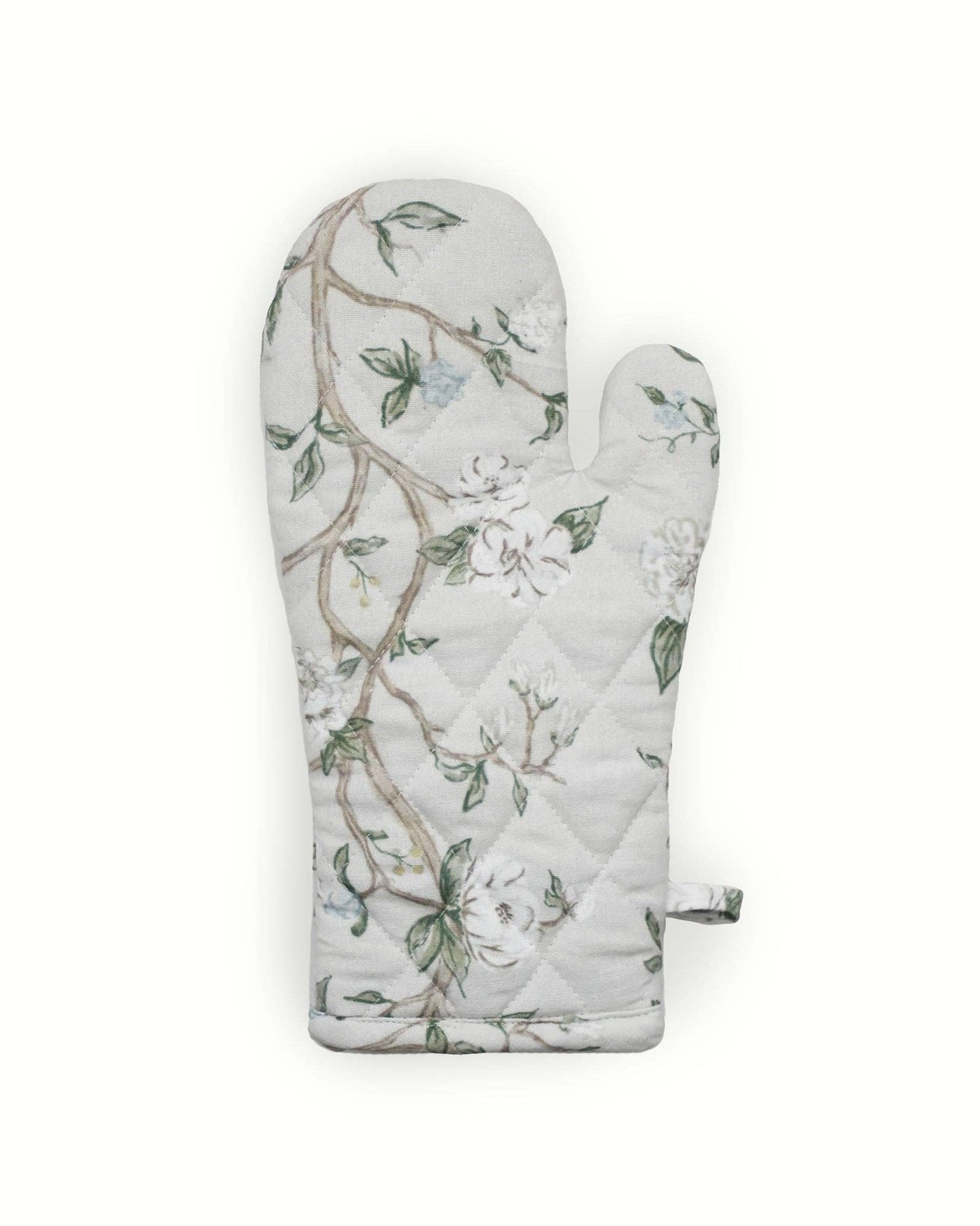 Camellia Neutral Floral Cotton Oven Mitt Set