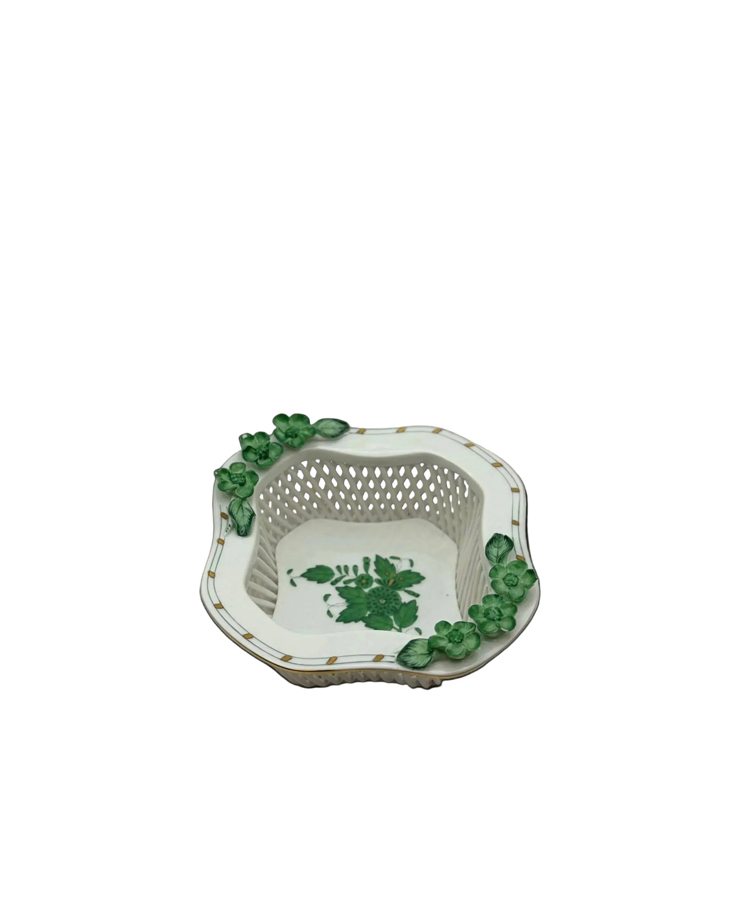 Scalloped Reticulated Bowl Chinese Bouquet Green