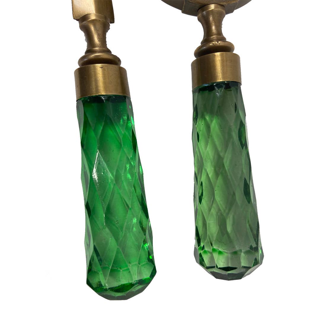 Brass and Glass Magnifier and Letter Opener Set