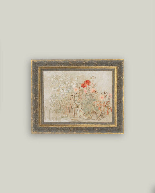 Small Garden Framed Antique Art: 10x8