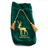 Reindeer Embroidered Green Wine Bag