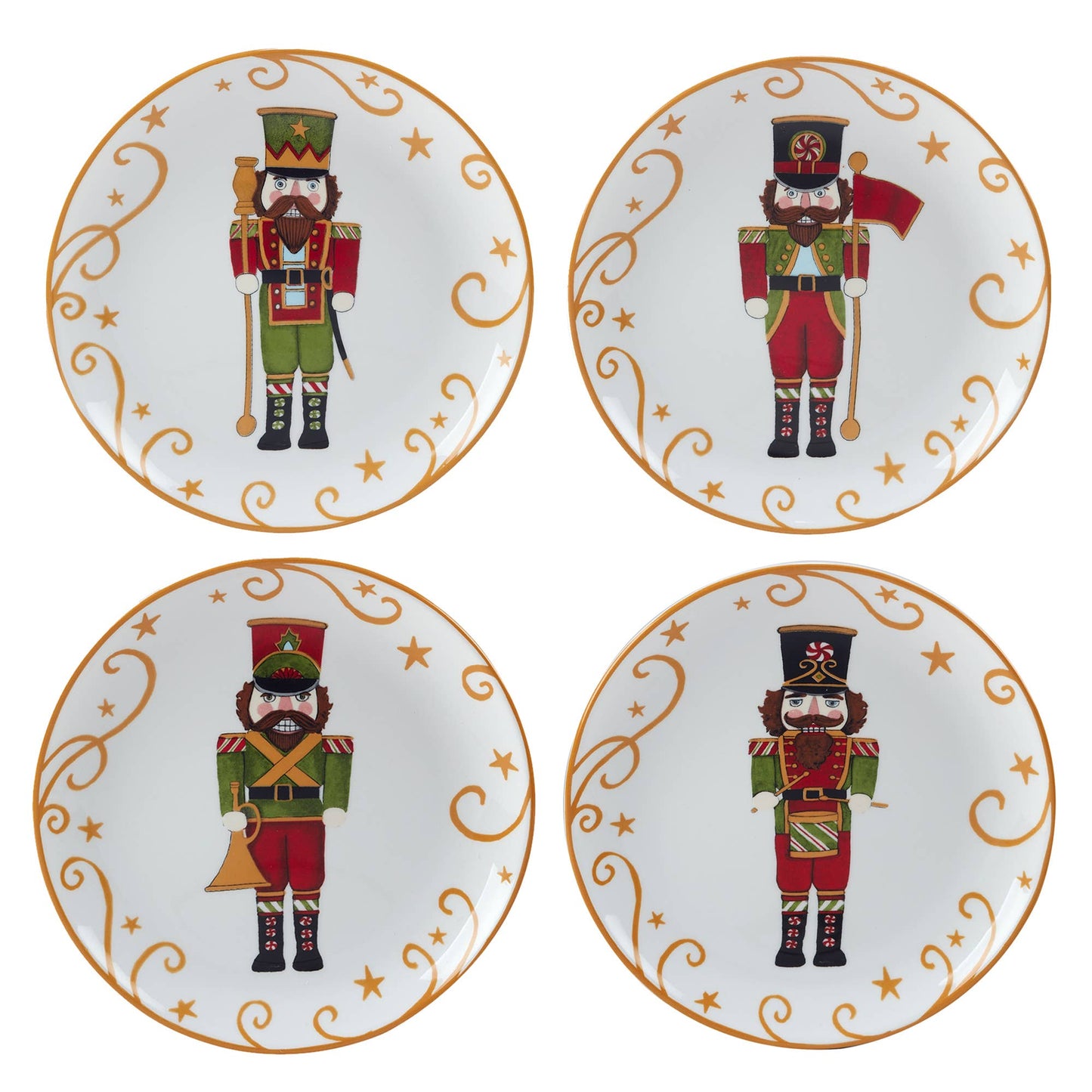 Christmas Nutcracker Dessert Plate, Set of 4