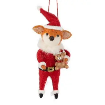Felt Fox Santa Ornament