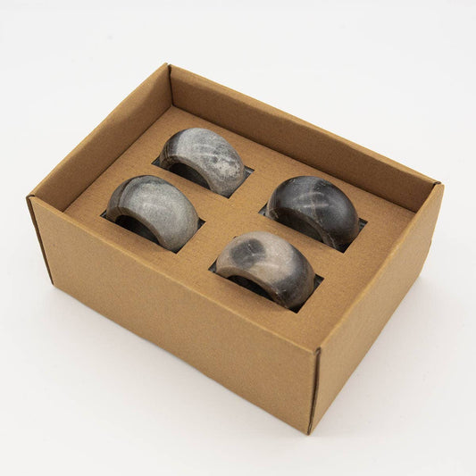 Grey Marble Napkin Ring, Set of 4