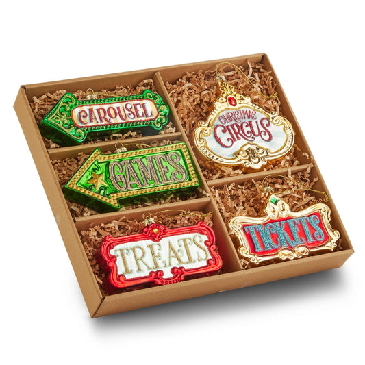 Box Of Christmas Circus Marquee Ornaments