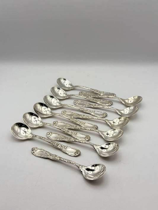 Chrysanthemum by Tiffany Sterling Sherbet Spoons- Set of 12