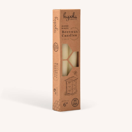 White Beeswax Candles - 6 inch - 4 Pack