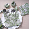 Olive Green Hand Block Printed Napkins: Set of 6