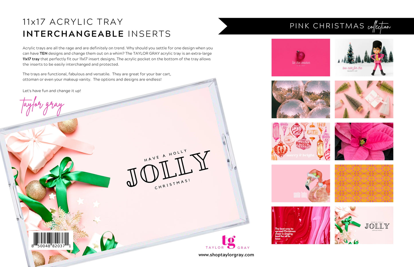 Pink Christmas Tray Inserts