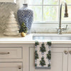 WH Hostess Tea Towel Blue Bows Christmas Trees