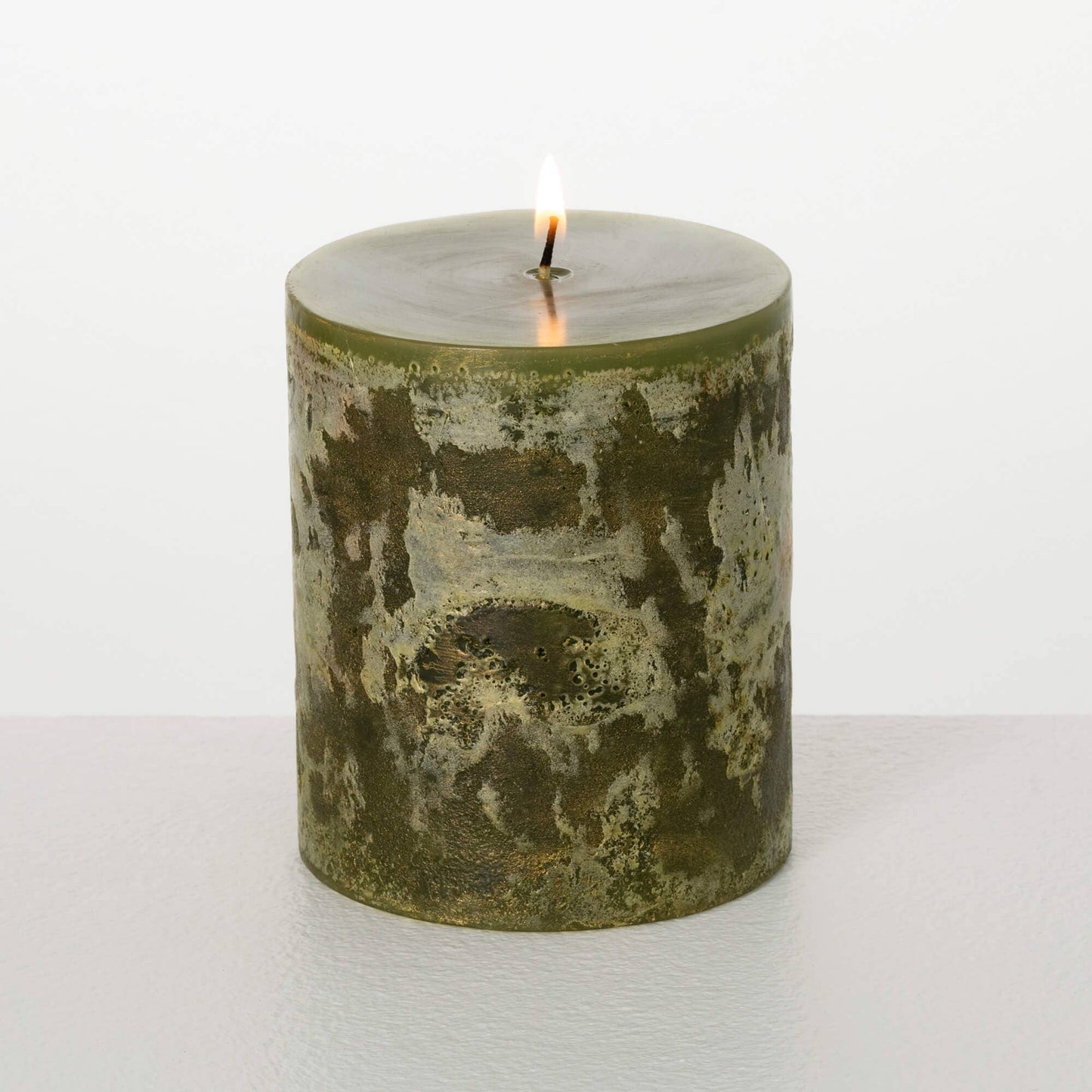 Ritz Green Timber Pillar Candle