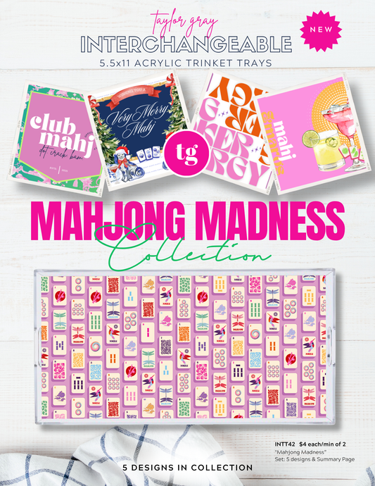 5.5x11 MAHJONG MADNESS trinket tray insert set of 5