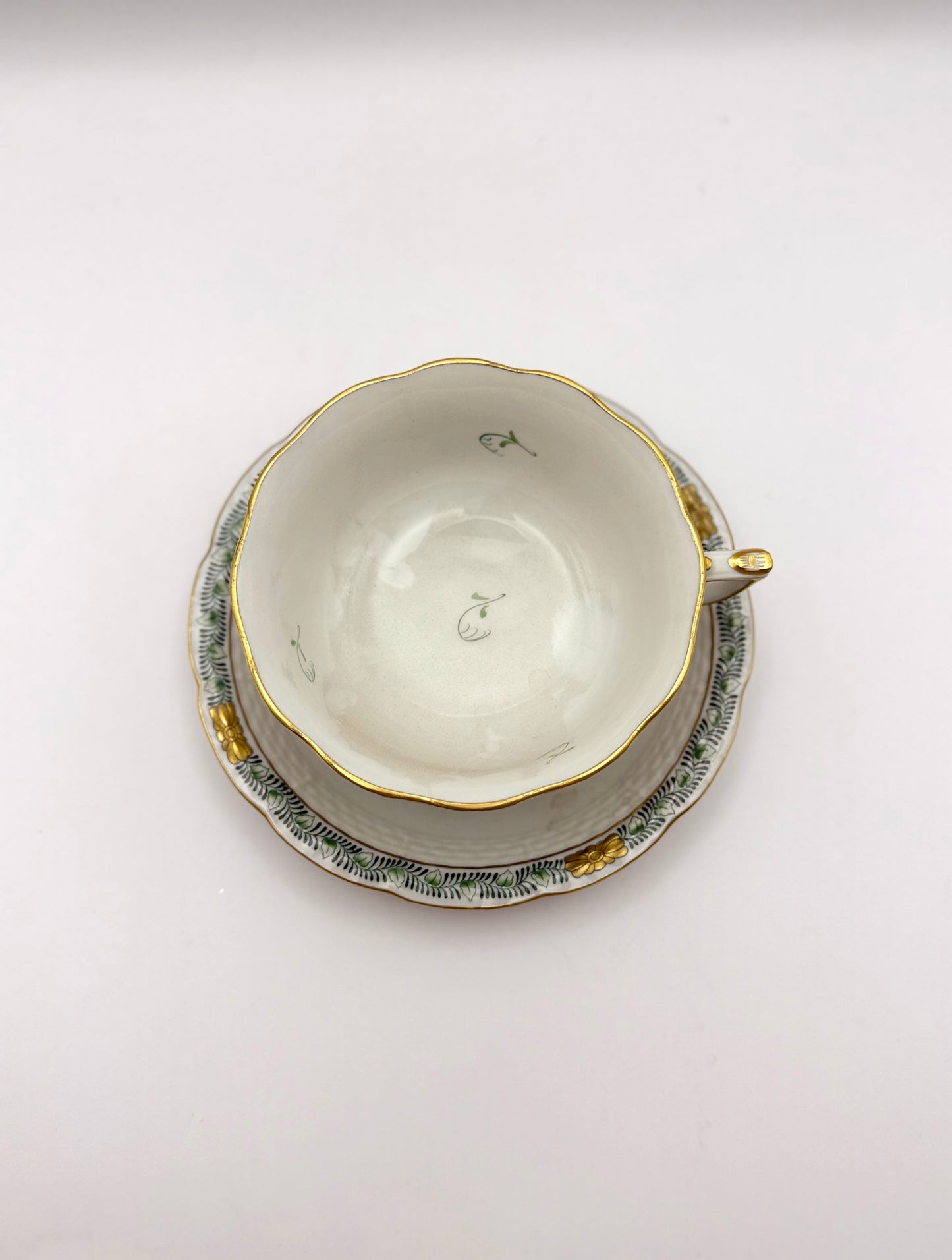 Chinese bouquet Coffee Cup w/saucer green