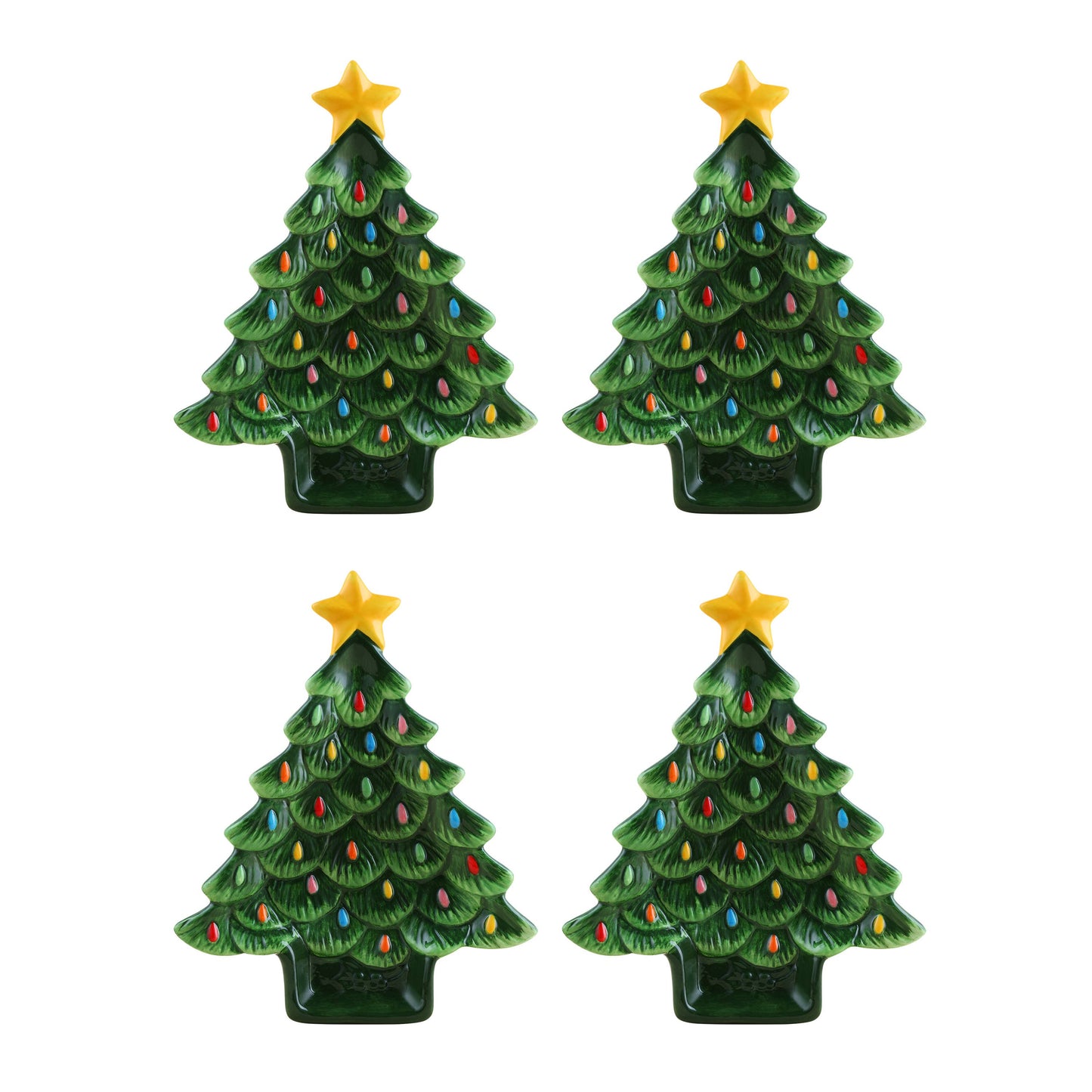 Decorated Tree Appetizer Plate, Set of 4