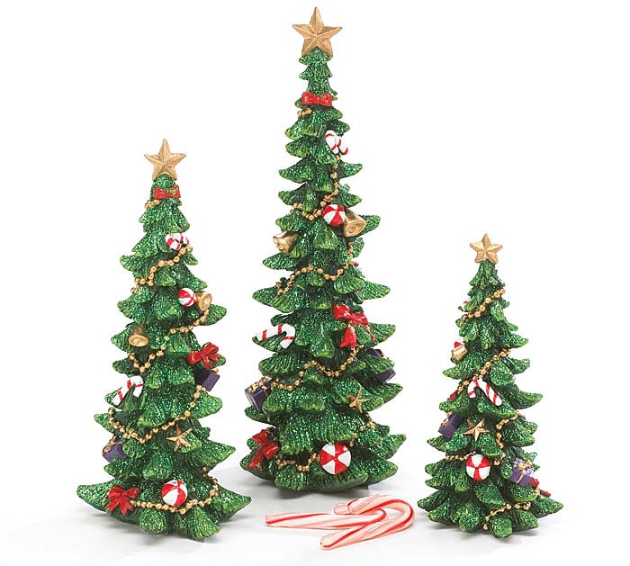 Decorated Christmas Tree, Set of 3