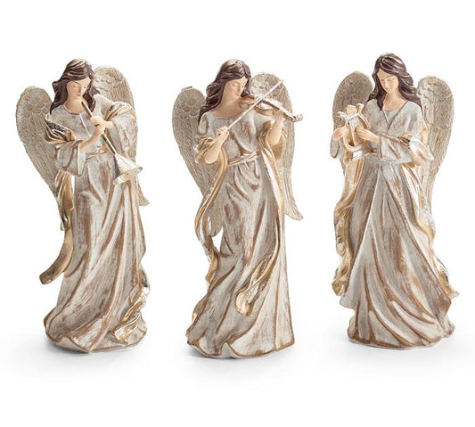 RESIN INSTRUMENTAL ANGEL FIGURINES