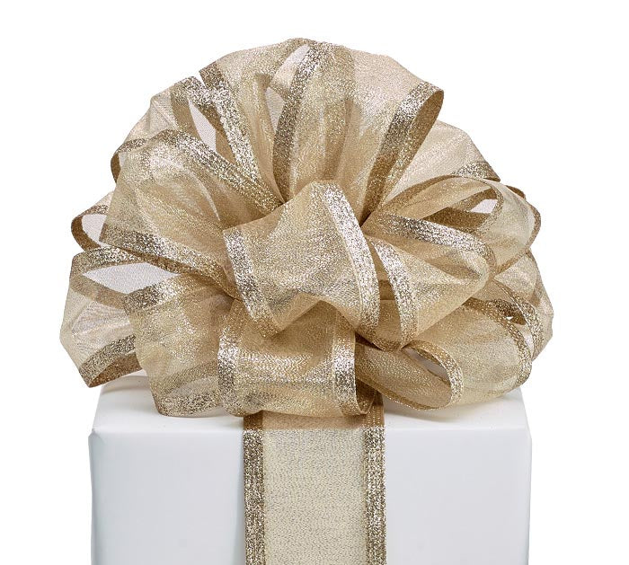 Gold Sheer Glitter Edge Ribbon