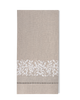 Jardin Linen Hand Towel: White on Taupe