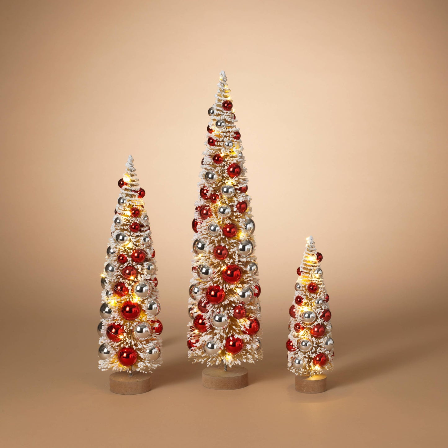 Lighted Holiday Bottle Brush Tree: Red, White