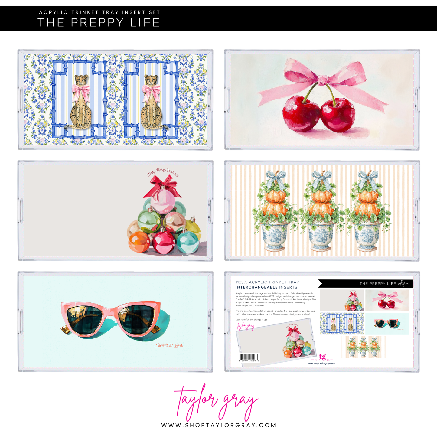 Acrylic Trinket Tray Insert "The Preppy Life"