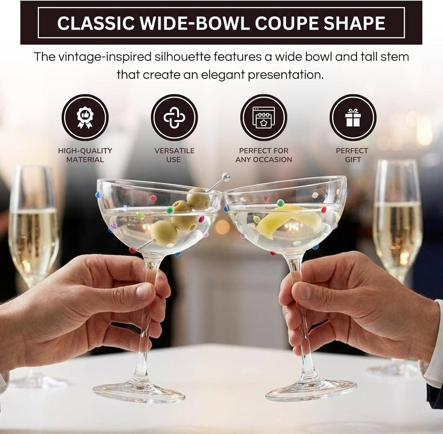 Vintage Confetti Coupe Glasses - Set of 2