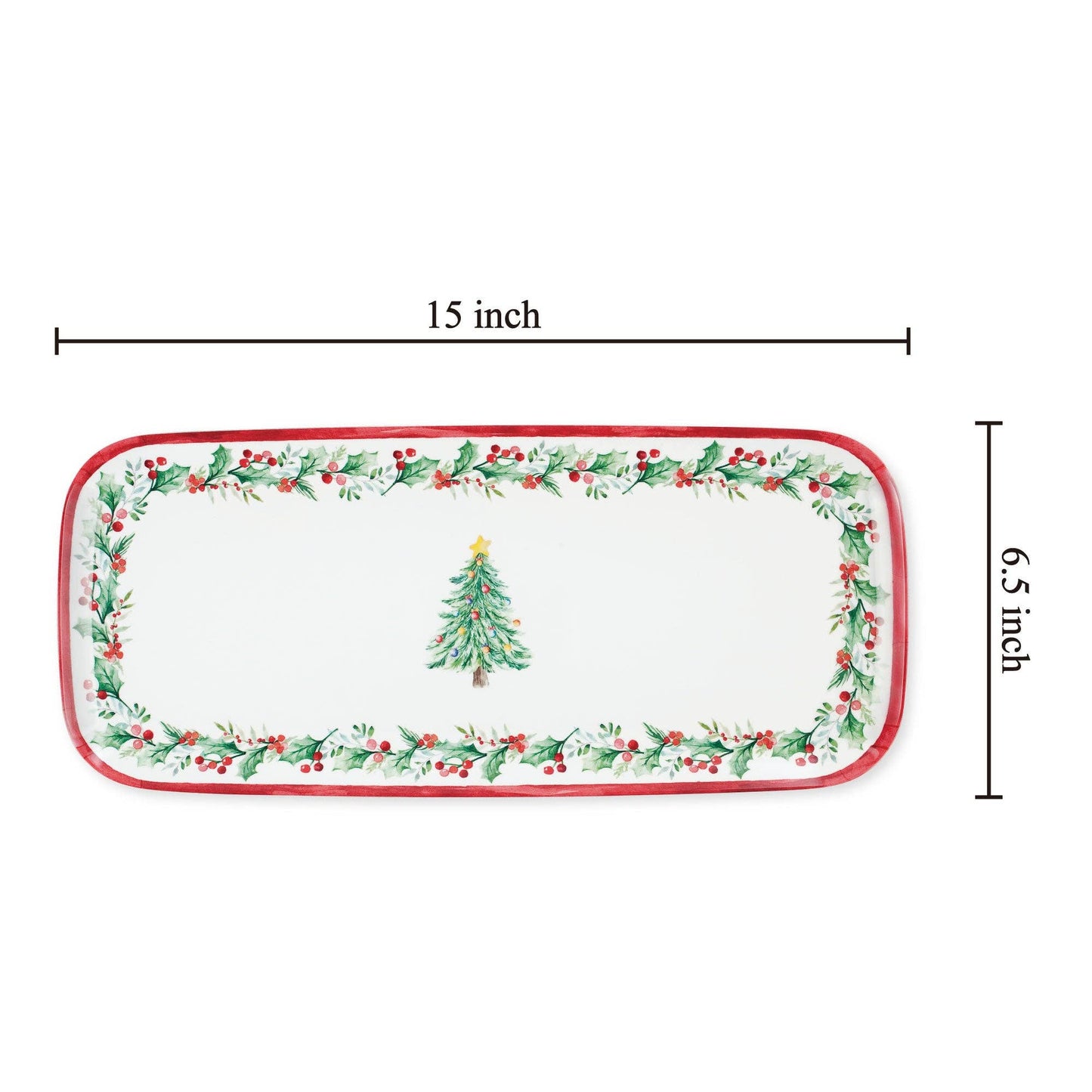 Christmas Tree Melamine Rectangle Tray -15"
