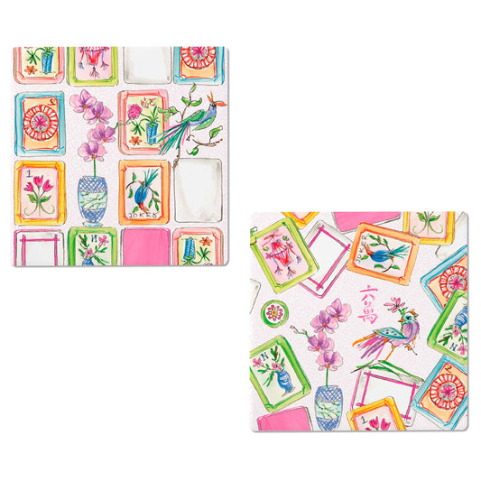 Mahjong Pink Ceramic Coasters S/4